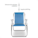 Cadeira Azul Praia Piscina Camping Alta Alumínio Sannet Mor